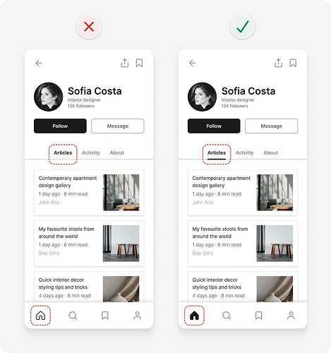 Ejemplo de consejos de diseño de interfaz de usuario agregando indicadores visuales adicionales además del color