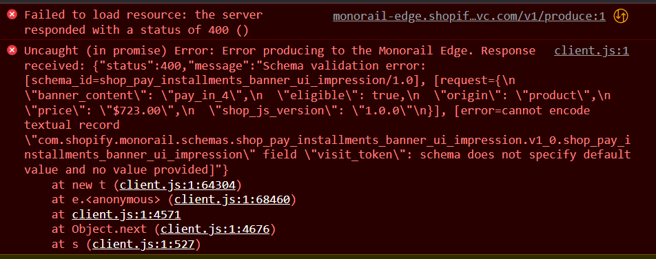 BUG REPORT: degraded performance on monorail-edge.shopifysvc